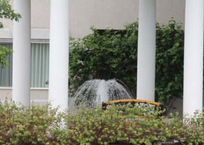 fountain front of inn